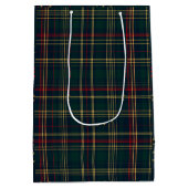 Dark Green and Red Christmas Plaid Gift Bag ミディアムペーパーバッグ (裏面)