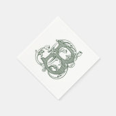 Dark Green "B" Monogram Cocktail Napkins スタンダードカクテルナプキン (角)