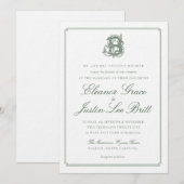 Dark Green "B" Monogram Wedding Invitation 招待状 (正面/裏面)