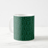  Dark Green Background with Teal Botanical Leaves コーヒーマグカップ (正面左)