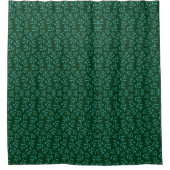  Dark Green Background with Teal Botanical Leaves シャワーカーテン (正面)