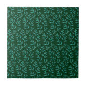  Dark Green Background with Teal Botanical Leaves タイル (正面)