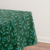  Dark Green Background with Teal Botanical Leaves テーブルクロス (インサイチュ)