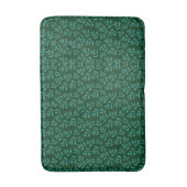  Dark Green Background with Teal Botanical Leaves バスマット (正面縦)