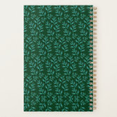  Dark Green Background with Teal Botanical Leaves プランナー手帳 (裏面)