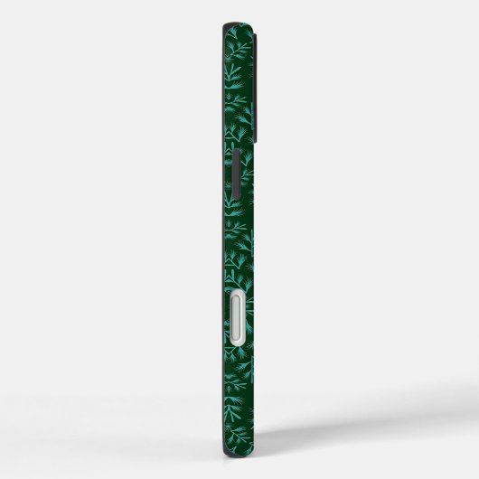  Dark Green Background with Teal Botanical Leaves Case-Mate iPhoneケース (裏面 / 右)