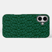  Dark Green Background with Teal Botanical Leaves Case-Mate iPhoneケース (裏面 (横))