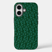  Dark Green Background with Teal Botanical Leaves Case-Mate iPhoneケース (裏面)
