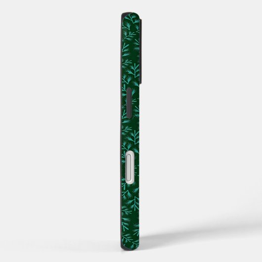 Dark Green Background with Teal Botanical Leaves Case-Mate iPhoneケース (裏面 / 右)