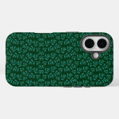  Dark Green Background with Teal Botanical Leaves Case-Mate iPhoneケース (裏面 (横))