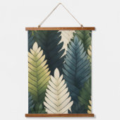 Dark Green Botanical Leaf Pattern Wall Art 吊り下げ型タペストリー (正面)