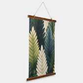 Dark Green Botanical Leaf Pattern Wall Art 吊り下げ型タペストリー (傾斜あり)