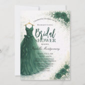Dark Green Bridesmaid Dress Bridal Shower 招待状 (正面)