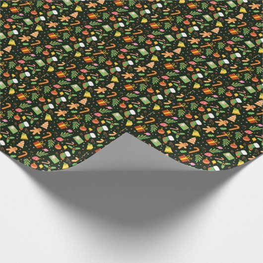 Dark Green Christmas Abstract Pattern ラッピングペーパー (角)