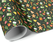 Dark Green Christmas Abstract Pattern ラッピングペーパー (ロールコーナー)
