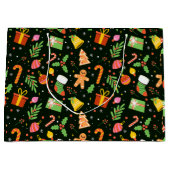 Dark Green Christmas Abstract Pattern ラージペーパーバッグ (正面)