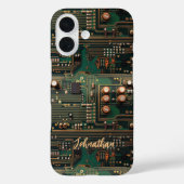Dark Green Circuit Board Pattern Custom Case-Mate iPhoneケース (裏面)