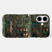 Dark Green Circuit Board Pattern Custom Case-Mate iPhoneケース (裏面 (横))