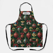 Dark Green Classic Ornament Pattern Personalized エプロン (正面)
