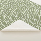 Dark Green Cube Line PatternSherpa Blanket シェルパブランケット (3/4)