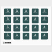Dark Green Custom Logo Cafe Packaging Square Decal スクエアシール (シート)