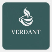 Dark Green Custom Logo Cafe Packaging Square Decal スクエアシール (正面)