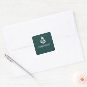 Dark Green Custom Logo Cafe Packaging Square Decal スクエアシール (封筒)