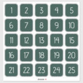Dark Green Customizable Square Number Stickers  シール (シート)