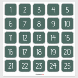 Dark Green Customizable Square Number Stickers  シール