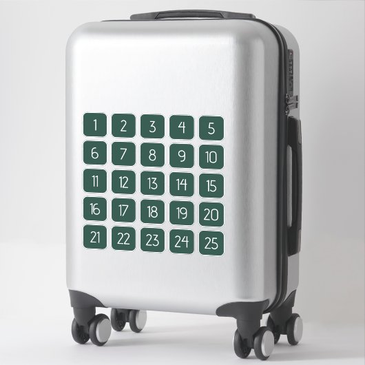 Dark Green Customizable Square Number Stickers  シール (スーツケース)