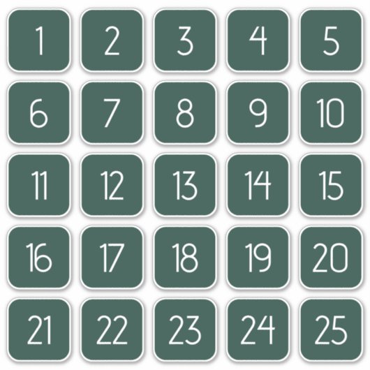 Dark Green Customizable Square Number Stickers  シール (正面)