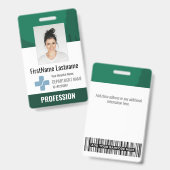 Dark Green Doctor、ナース、Health Aide写真ID バッジ (正面&裏面)