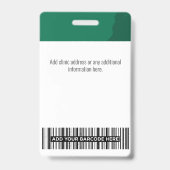 Dark Green Doctor、ナース、Health Aide写真ID バッジ (裏面)