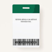 Dark Green Doctor、ナース、Health Aide写真ID バッジ (裏面)