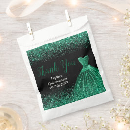 Dark Green Dress Faux Glitter Quinceanera フェイバーバッグ