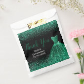 Dark Green Dress Faux Glitter Quinceanera フェイバーバッグ (封をした状態)