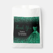 Dark Green Dress Faux Glitter Quinceanera フェイバーバッグ (正面)