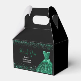 Dark Green Dress Faux Glitter Quinceanera フェイバーボックス