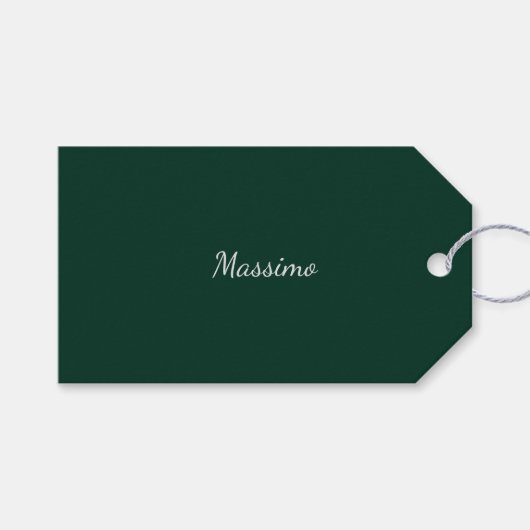 Dark Green Elegant Casual Own Name Handwriting ギフトタグ (正面(横))