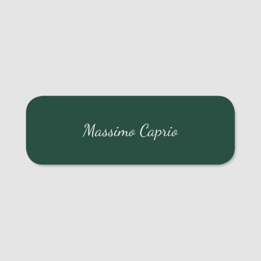 Dark Green Elegant Casual Own Name Handwriting 名札 (正面)