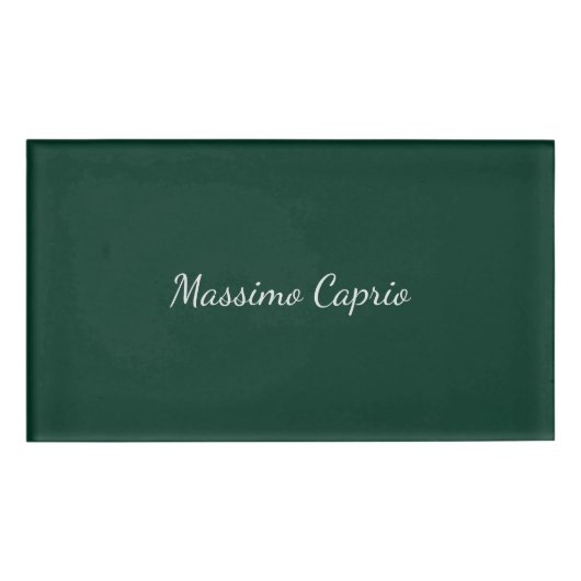 Dark Green Elegant Casual Own Name Handwriting 名札 (正面)