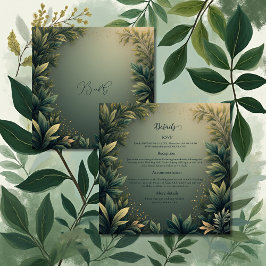dark green elegant nature wedding エンクロージャーカード