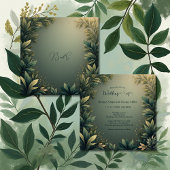 dark green elegant nature wedding 招待状