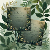 dark green elegant nature wedding all in one 招待状