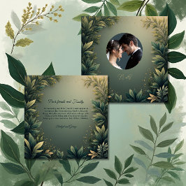 dark green elegant nature wedding photo サンキューカード