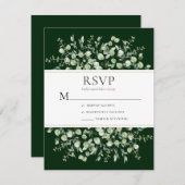 Dark Green Eucalyptus Wedding 出欠カード (正面/裏面)