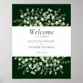 Dark Green Eucalyptus Wedding Welcome ポスター (正面)