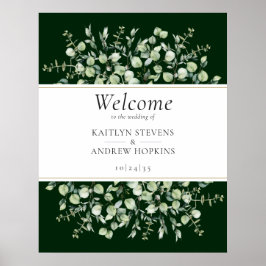 Dark Green Eucalyptus Wedding Welcome  ポスター