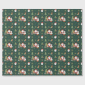 Dark Green Festive Pattern Gift Wrapping Paper ラッピングペーパー (フラット)