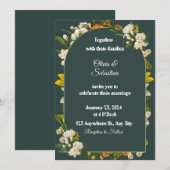 Dark Green Floral Arch Wedding Invitation 招待状 (正面/裏面)
